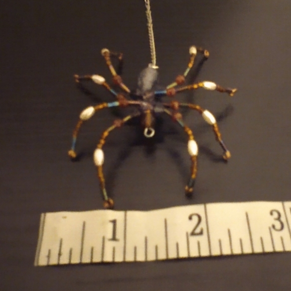 Artisan Beaded Spider Pendant • Purple and Brown - Picture 9 of 17